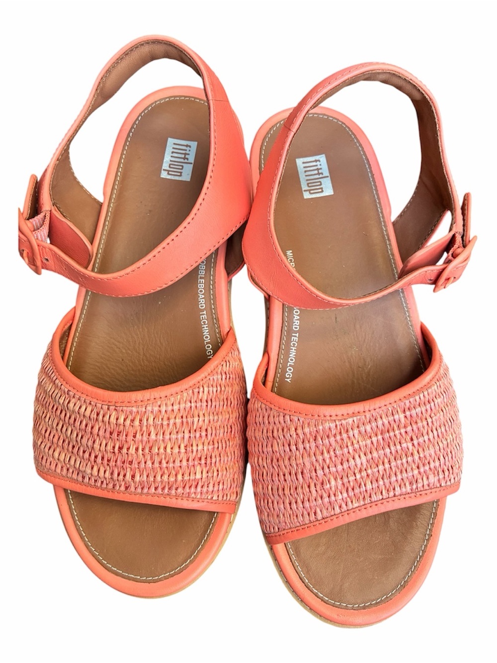 FitFlop Eloise Coral Wedge Sandals with Woven Toe Band sz8 - Picture 2 of 6